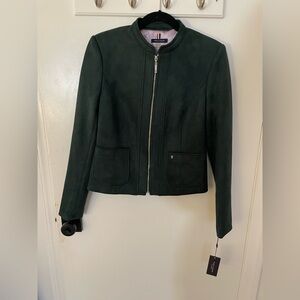 Tommy Hilfiger Green Faux Suede Zip-Front Jacket